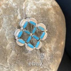 Indian Zuni Blue Turquoise Sterling Silver Pin Pendant 12134