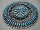 Intricacy Galore! Vintage Zuni/ Navajo Needle Turquoise Silver Sun Pendant Pin