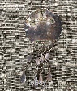 J. D. MASSIE Native ZUNI Multi-Stone Kachina SunFace Silver Pendant Pin Brooch