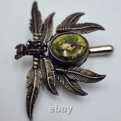 J Pinkeye (Jeff Storey) Native American Feather, Turquoise Sterling Silver Pin