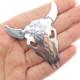Jason Livingston Navajo Old Pawn Sterling Silver Bull Skull Tribal Pin Brooch