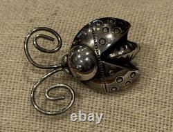 JOE EBY GEEBIES HAND STAMPED LADY BUG 925 STERLING SILVER BROOCH PIN SW 5.75 g