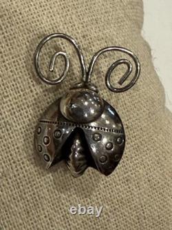 JOE EBY GEEBIES HAND STAMPED LADY BUG 925 STERLING SILVER BROOCH PIN SW 5.75 g