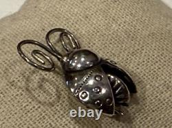 JOE EBY GEEBIES HAND STAMPED LADY BUG 925 STERLING SILVER BROOCH PIN SW 5.75 g