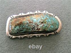 JOHN DELVIN Southwestern Native American Turquoise Sterling Silver Pin / Brooch