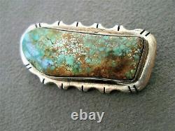 JOHN DELVIN Southwestern Native American Turquoise Sterling Silver Pin / Brooch