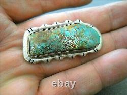 JOHN DELVIN Southwestern Native American Turquoise Sterling Silver Pin / Brooch