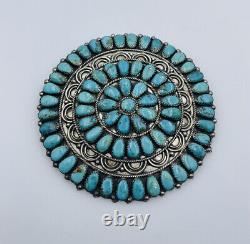 James Mason Navajo Sterling Silver Blue Turquoise XL Large Pin Pendant 3 1/2