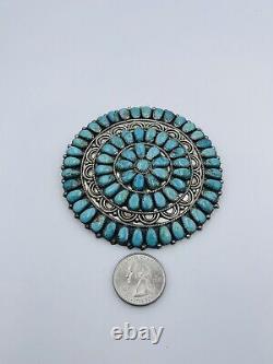 James Mason Navajo Sterling Silver Blue Turquoise XL Large Pin Pendant 3 1/2