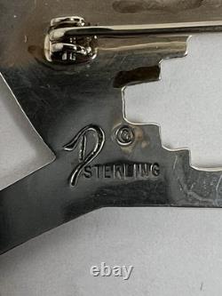 Joe Delgarito Navajo Native American Signed Sterling Deer Pin Brooch (R1)