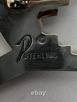 Joe Delgarito Navajo Native American Signed Sterling Deer Pin Brooch (R1)