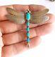 Joe Delgarito Signed Navajo Sterling Silver Turquoise Dragonfly Pin Brooch 2