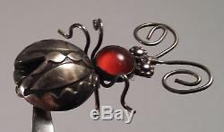 Joe Eby Vintage Anglo Indian Sterling Silver Dragon's Breath Bug Pin Brooch