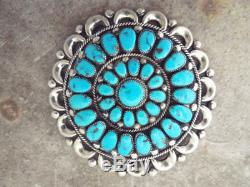 Julie O Lahi Native American Zuni Turquoise Cluster Pin Pendant Old Pawn