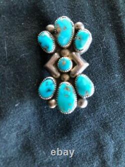 Julie O'Lahi bold sleeping beauty turquoise cluster pin/necklace (Zuni)