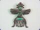 Knifewing Us Zuni 1 C. G. Wallace Cast Silver Turquoise Pin Ca 1940