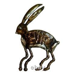 Katherine Johnson Hopi Rabbit Brooch Gold Tone Metal Anasazi Handmade Signed 3