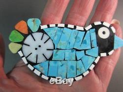 Ke-Wa Pueblo Folk Art ArtistMARY TAFOYAWhimsical Turquoise Mosaic Bird Pin