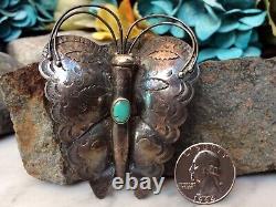 LARGE 3 EARLY 1940s NATIVE AMERICAN NAVAJO STERLING SILVER TURQUOISE PIN WOW