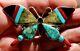 Large Angus Ahiyite Zuni Sterling Silver & Turquoise Stone Butterfly Pin/pendant
