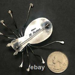 LARGE Herbert Ration NAVAJO Sterling Silver TURQUOISE INSECT Bug PIN/BROOCH