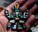 Large Old Zuni Sterling Silver & Turquoise Onyx Stone Shell Inlay Knifewing Pin