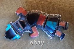 LARGE Rainbow man -ZUNI-Knifewing-mosaic pin 3-sterling silver-old