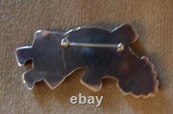 LARGE Rainbow man -ZUNI-Knifewing-mosaic pin 3-sterling silver-old