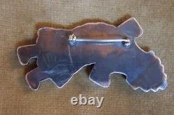 LARGE Rainbow man -ZUNI-Knifewing-mosaic pin 3-sterling silver-old