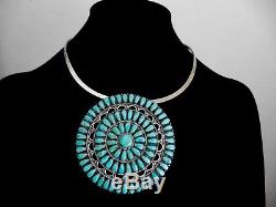 LARRY MOSES BEGAY Outstanding Cluster Sterling /Turquoise Pendant /Pin HUGE 3