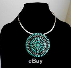 LARRY MOSES BEGAY Outstanding Cluster Sterling /Turquoise Pendant /Pin HUGE 3