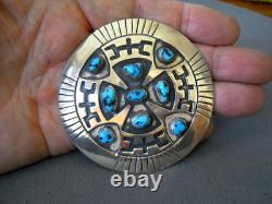 LG C YAZZIE Native American Navajo Turquoise Cluster Sterl Pendant Brooch Pin 3 LG C YAZZIE Native American Navajo Turquoise Cluster Sterl Pendant Brooch Pin 3