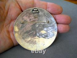 LG C YAZZIE Native American Navajo Turquoise Cluster Sterl Pendant Brooch Pin 3