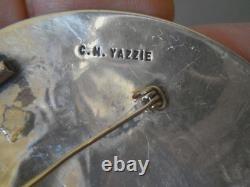 LG C YAZZIE Native American Navajo Turquoise Cluster Sterl Pendant Brooch Pin 3