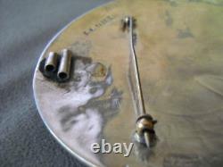 LG C YAZZIE Native American Navajo Turquoise Cluster Sterl Pendant Brooch Pin 3