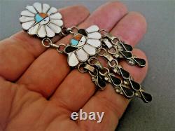 LG Native American Zuni Multi-Stone Inlay Sun Face Sterlin Silver Pin Pendant 4