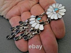 LG Native American Zuni Multi-Stone Inlay Sun Face Sterlin Silver Pin Pendant 4