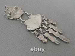 LG Native American Zuni Multi-Stone Inlay Sun Face Sterlin Silver Pin Pendant 4