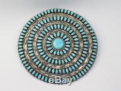 LMB Larry Moses Begay Sterling Petit Point Turquoise Pin Pendant HUGE 3-7/8