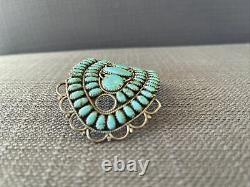 LMB Stamped Navajo Sterling Silver Turquoise Vintage Handmade Hair Barrette/pin