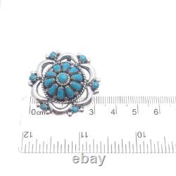 LORRAINE WAATSA ZUNI Old Pawn 925 Sterling Silver Turquoise Pin Brooch / Pendant