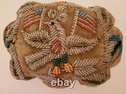 Large Antique Eastern Woodlands Native American Iroquois Beaded Pin Cushion