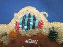 Large Antique Iroquois Beaded Pin Heart Shaped Cushion Handmade Native American