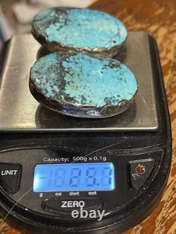 Large Beautiful Turquoise/Silver Two Stone Pin, Signed Free Shipping