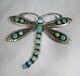 Large Federico Turquoise Dragonfly Pin/broach Signed Jf Sterling