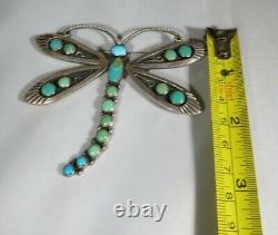 Large Federico Turquoise dragonfly pin/broach signed JF sterling