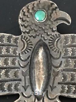 Large Fred Harvey Thunderbird with Torquoise Pin Old Pawn Native American