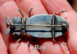 Large JOE EBY Old Navajo Design Sterling Silver BEETLE INSECT BUG Brooch Pin