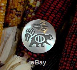 Large Native American Hopi Sterling Silver Bear Pin Pendant