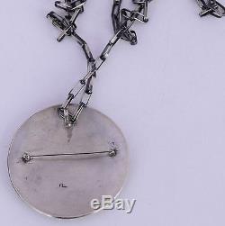 Large Native American Hopi sterling silver necklace pin Brooch Corn pendant